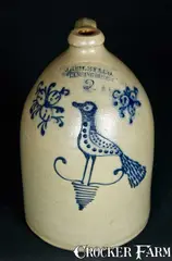 J Reiley & Co., J. REILEY & CO. / LANSINGBURGH Stoneware Jug with Bird Decoration, circa 1855-1858, Stoneware
