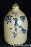J Reiley & Co., J. REILEY & CO. / LANSINGBURGH Stoneware Jug with Bird Decoration, circa 1855-1858, Stoneware