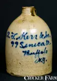 J. FISHER / LYONS, N.Y. Stoneware Jug w/ Buffalo, NY Advertising by J. Fisher, circa 1880, Stoneware, sold Oct 2009