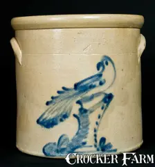 Brady & Ryan, BRADY & RYAN / ELLENVILLE. N.Y. Bird on Stump Crock, circa 1885, Stoneware