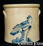 Brady & Ryan, BRADY & RYAN / ELLENVILLE. N.Y. Bird on Stump Crock, circa 1885, Stoneware