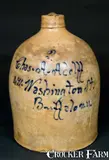 Cooperative Pottery Co, COOPERATIVE / POTTERY CO / LYONS, NY Stoneware Script Jug, circa 1903, Stoneware