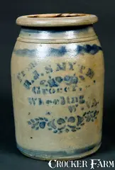 B.J. Smyth, From / B.J. SMYTH. / Grocer, / Wheeling / W. VA. Stoneware Jar, circa 1875, Stoneware
