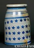 From, "From / Jas Hamilton & Co. / Greensboro, PA." Stoneware Jar w/ Stars & Stripes, circa 1875, Stoneware