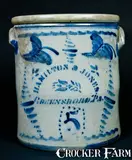 HAMILTON & JONES / GREENSBORO, PA Stoneware Crock by Hamilton & Jones, circa 1875, Stoneware, sold Oct 2009