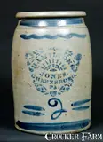HAMILTON & JONES / GREENSBORO, PA Two-Gallon Stoneware Crock. by Hamilton & Jones, circa 1875, Stoneware, sold Oct 2009