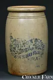 HAMILTON & JONES / GREENSBORO / PA Stoneware Jar by Hamilton & Jones, circa 1875, Stoneware, sold Oct 2009
