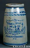 HAMILTON & JONES / GREENSBORO PA Stoneware Shield Wax Sealer by Hamilton & Jones, circa 1875, Stoneware, sold Oct 2009