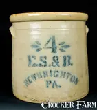 E.S. & B, E. S & B. / NEW BRIGHTON / PA Stoneware Crock, late 19th century, Stoneware