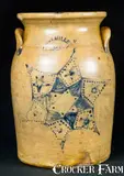 M. & T. Miller, M. & T. MILLER / NEWPORT, PA Crock with Extremely Rare Star Design, circa 1870, Stoneware