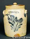 COWDEN & WILCOX / HARRISBURG, PA Stoneware Jar with Lid by Cowden & Wilcox, circa 1865, Stoneware, sold Oct 2009