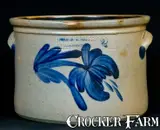 COWDEN & WILCOX / HARRISBURG, PA Stoneware Cake Crock by Cowden & Wilcox, circa 1865, Stoneware, sold Oct 2009