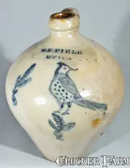 T.F. Field, T.F. FIELD / UTICA Stoneware Jug with Incised Woodpecker Decoration, circa 1828-1830, Stoneware