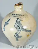 T.F. Field, T.F. FIELD / UTICA Stoneware Jug with Incised Woodpecker Decoration, circa 1828-1830, Stoneware