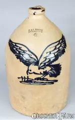 J. & E. Norton, J. & E. NORTON / BENNINGTON, VT Stoneware Jug w/ Hawk Decoration, circa 1855, Stoneware