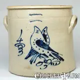 S. Hart, S. HART / FULTON Stoneware Crock with Double Bird Decoration, circa 1860, Stoneware