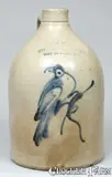 New York Stoneware Co., NEW YORK STONEWARE CO. / FORT EDWARD, N.Y. Stoneware Jug with Bird Decoration