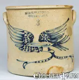 Wm E. Warner, WM E. WARNER / WEST-TROY Stoneware Eagle Crock