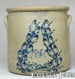Fort Edward Pottery Co., FORT EDWARD / POTTERY CO Stoneware Crock with Cobalt Wreath, Dated 1860, 1860, Stoneware