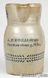 A.P. DONAGHHO / Parkersburg, W.Va Stoneware Pitcher by A.P. Donaghho, circa 1880, Stoneware, sold Jul 2009