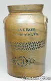 E. B. Taylor, E.B. TAYLOR / Richmond, Va Stoneware Churn, circa 1880, Stoneware