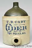 F.B. Cary, F.B. CARY / CIDER / 716 PENNA. AVE Baltimore Stoneware Jug Water Cooler, late 19th or early 20th century, Stoneware