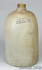 Penna Ave, F B CAREY / 716 PENNA AVE / BALTIMORE MD Stoneware Advertising Jug, circa 1875, Stoneware