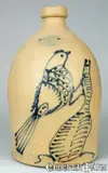 O. L. & A. K. Ballard, O.L. & A.K. BALLARD / BURLINGTON, VT Stoneware Jug w/ Bird on Stump