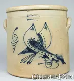 S. Hart, S. HART / FULTON Stoneware Double Bird Crock, circa 1860, Stoneware