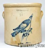 Ottman Bros, OTTMAN BRO'S. / FORT EDWARD, N.Y. Stoneware Crock w/ Bird on Stump, circa 1875, Stoneware