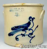 J. & E. NORTON / BENNINGTON, VT Stoneware Bird Crock by J. & E. Norton, circa 1855, Stoneware, sold Mar 2009
