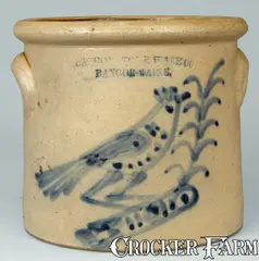 Bangor Stoneware Co., BANGOR STONEWARE CO. / BANGOR MAINE Stoneware Bird Crock, circa 1875, Stoneware