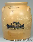 A.O. Whittemore, A.O. WHITTEMORE / HAVANA, NY Stoneware Jar with Cobalt House Decoration