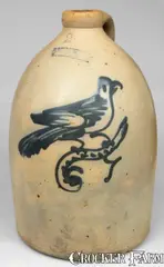 F. T. Wright & Son, F.T. WRIGHT & SON / TAUNTON, MASS Stoneware Jug with Bird Decoration, circa 1875, Stoneware
