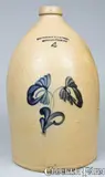 Nichols & Boynton, NICHOLS & BOYNTON / BURLINGTON, VT Cobalt-Decorated Stoneware Jug, circa 1870, Stoneware