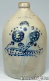 I. Seymour, Cobalt-Decorated Stoneware Jug, Stamped "I. SEYMOUR / TROY."