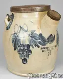 COWDEN & WILCOX / HARRISBURG, PA Stoneware Batter Pail w/ Grapes by Cowden & Wilcox, circa 1865, Stoneware, sold Mar 2009