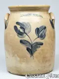 COWDEN & WILCOX / HARRISBURG, PA Cobalt-Decorated Stoneware Jar by Cowden & Wilcox, circa 1865, Stoneware, sold Mar 2009