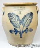 COWDEN & WILCOX / HARRISBURG, PA Stoneware Cream Jar by Cowden & Wilcox, circa 1865, Stoneware, sold Mar 2009