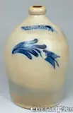 COWDEN & WILCOX / HARRISBURG, PA Cobalt-Decorated Stoneware Jug by Cowden & Wilcox, circa 1865, Stoneware, sold Mar 2009