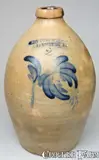 COWDEN & WILCOX / HARRISBURG, PA Cobalt-Decorated Stoneware Jug by Cowden & Wilcox, circa 1865, Stoneware, sold Mar 2009