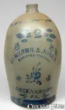 HAMILTON & JONES / GREENSBORO, PA Stoneware Jug by Hamilton & Jones, circa 1875, Stoneware, sold Mar 2009