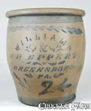 WILLIAMS & REPPERT / GREENSBORO, PA Stoneware Cream Jar by Williams And Reppert, circa 1885, Stoneware, sold Mar 2009