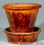 Small-Sized Glazed Redware Flowerpot, "JOHN W. BELL / Waynesboro, PA." by John W. Bell, circa 1880, Redware, sold Mar 2009