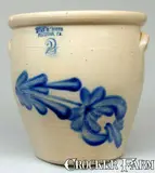 EVAN R. JONES / PITTSTON, PA Cobalt-Decorated Stoneware Jar by Evan R. Jones, circa 1875, Stoneware, sold Mar 2009