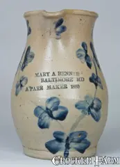 Mary A Benner, MARY A BENNER / BALTIMORE, MD / A. PARR MAKER 1880 Stoneware Pitcher, 1880, Stoneware