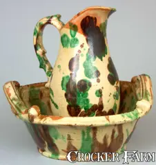 J. Eberly & Co, J. EBERLY & CO. / STRASBURG, VA Redware Wash Set, circa 1895, Redware
