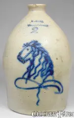 W. Hart, W. HART. / OGDENSBURGH (NY) Stoneware Horse Head Jug, circa 1860, Stoneware