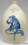 W. Hart, W. HART. / OGDENSBURGH (NY) Stoneware Horse Head Jug, circa 1860, Stoneware