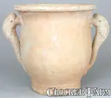 Solomon Bell, SOLOMON BELL / STRASBURG / Va Redware Dolphin-Handled Urn